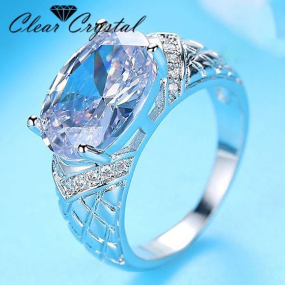 Brilliant Cut CZ Hollow Out Ring in White Gold - Picture 3 of 5